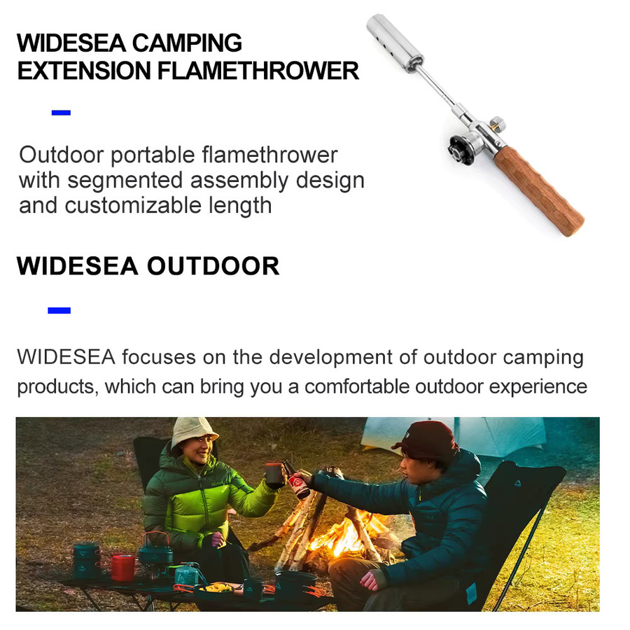 Widesea Flammenwerfer aus Edelstahl mit langem Griff in Silber für Camping und Grillen - Bild 3