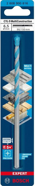 Bosch Expert MultiConstruction CYL-9 Mehrzweckbohrer, Farbe: Silber, Durchmesser: 6,5 mm, Länge: 90 mm, Gesamtlänge: 150 mm - Bild 2
