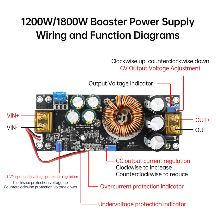 diymore DC-DC Boost Converter 1200W 20A Boost Power Modul mit einstellbarer Konstantspannung und Konstantstrom - Bild 3