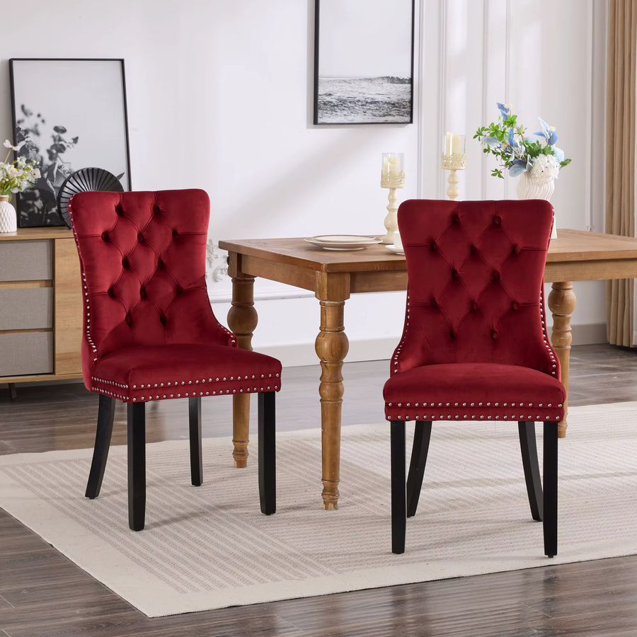 2er-Set Esszimmerstühle im Mid-Century-Stil aus massivem Holz mit Samtpolsterung in Rosa in der Farbe Rosahqnda - Bild 3