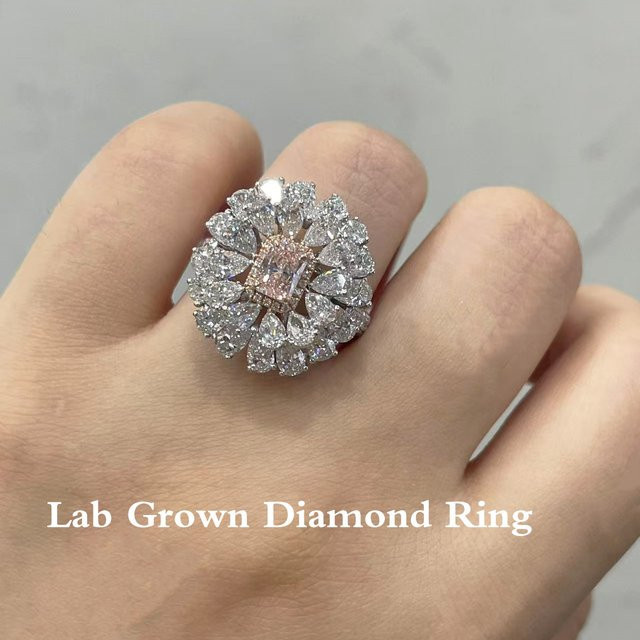 Rethyertp jewelry Diamantring, 585 Weißgold, rosafarbener Diamant, Birnenschliff - Bild 1