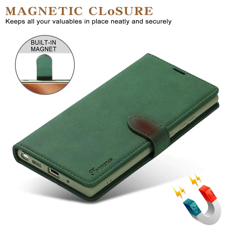 Eucagr Luxus Retro Handyhülle aus PU-Leder mit Flip-Design und Magnetverschluss für Samsung Galaxy Note 20 Ultra, Note 10 Plus, Note 9 und S24 Ultra in Braun oder Grün - Bild 2