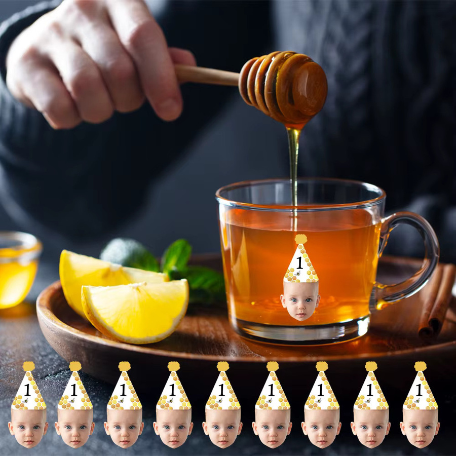 40 Stück Personalisierte Gesichtsaufkleber für den 1. Geburtstag von Cyuan, Individuelle Foto-Sticker für Kleinkind-Partys - Bild 2