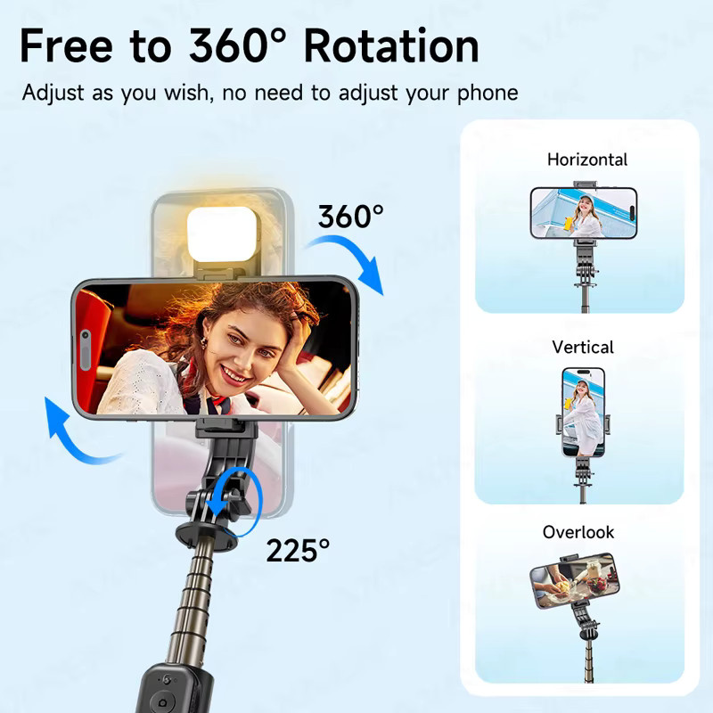 Axnen Selfie-Stick Stativ 360 Grad rotierender Handyhalter in Schwarz für iPhone, Xiaomi und Huawei - Bild 2