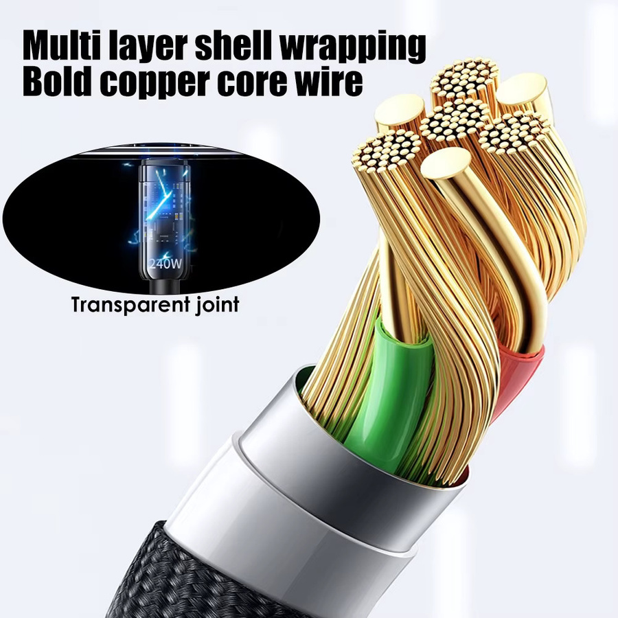 NNBILI USB Typ C Ladekabel 240W in Schwarz für Samsung Xiaomi Huawei und OPPO - Bild 5