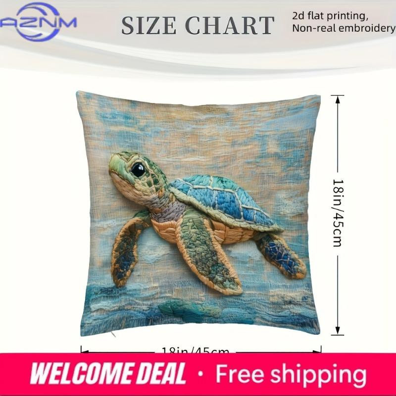 Schildkröte Kissenbezug mit 2D-Flachdruck für deine Heimdekoration, Peach Skin, B/H: 18 x 18 cm - Bild 3
