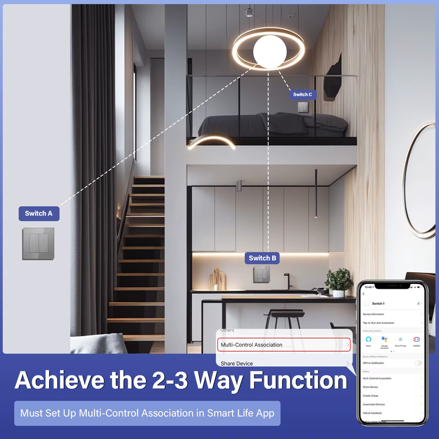 BSEED Zigbee Smart Click Button Schalter mit EU-Buchse und Glasfront in Weiß, kompatibel mit Tuya Smart Life und Alexa - Bild 1