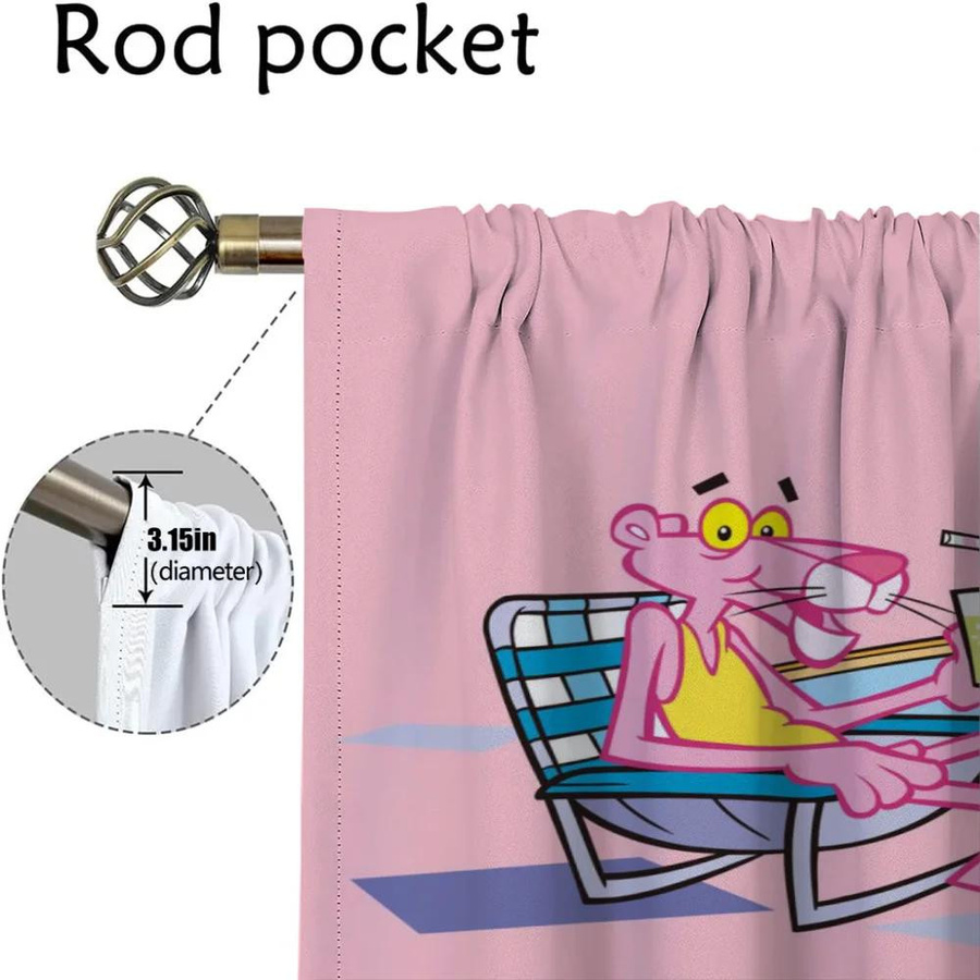 Pink Panther Fenstergardinen im modernen Stil, halbtransparent, Farbe Pink, 2er-Set, B: 50 cm, H: 70 cm - Bild 2