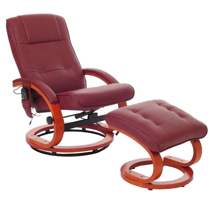 MCW Massage-Fernsehsessel Pescatori II in Bordeaux mit Hocker und Kunstleder im Retro-Design - Bild 2