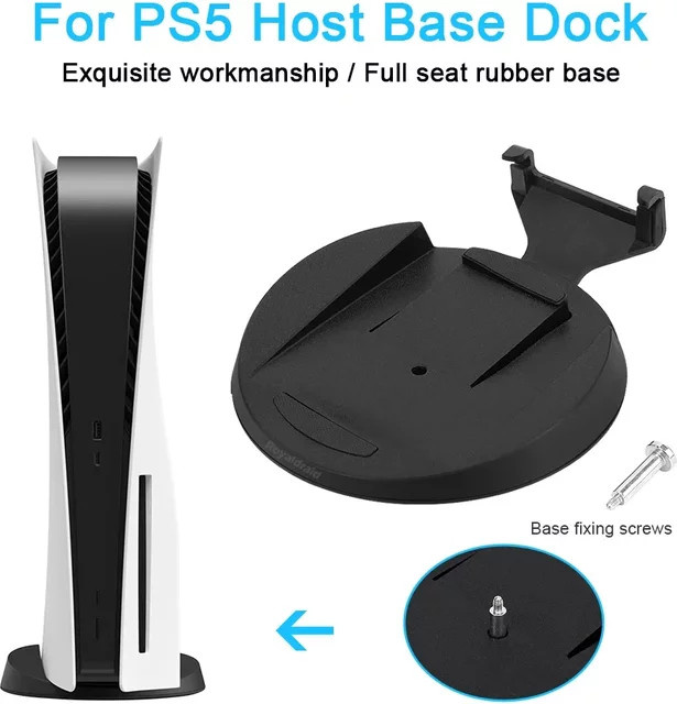 HeroAngel 2-in-1 Vertikaler Ständer für PS5 Spielkonsolen-Dock in Schwarz mit Befestigungsschraube - Bild 1