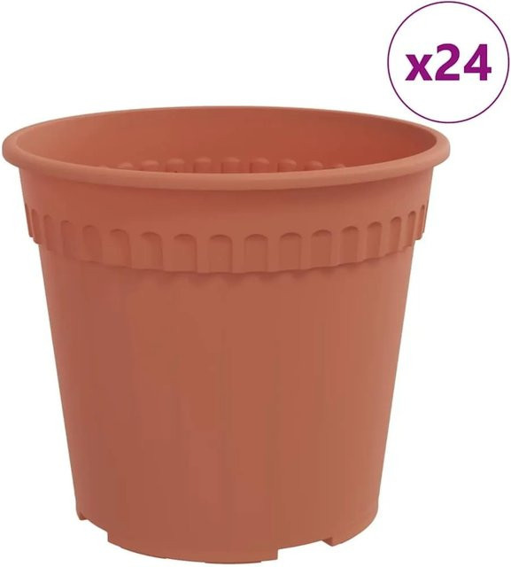 24er Set runde Blumentöpfe von vidaXL aus Kunststoff in Ziegelrot, Durchmesser: 17 cm, Höhe: 14 cm - Bild 1