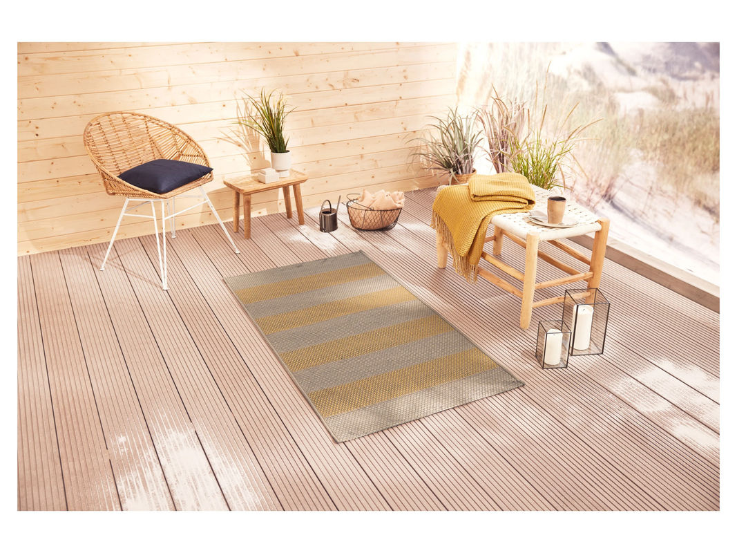 LIVARNO HOME Outdoorteppich mit Rauten und Streifen in Beige/Gelb, Breite: 80 cm, Länge: 150 cm - Bild 2