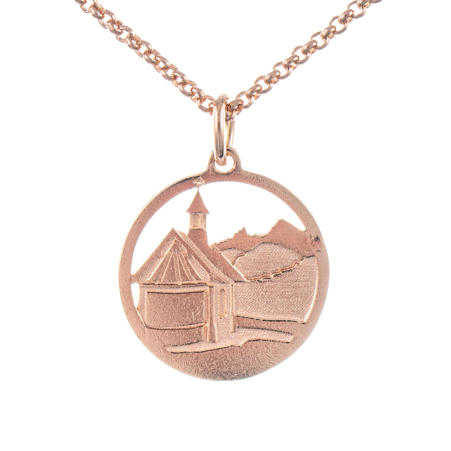 Goettgen Anhänger Kirchleitnkapelle, 925 Silber, rosé vergoldet, mit Kette 45cm - Bild 1