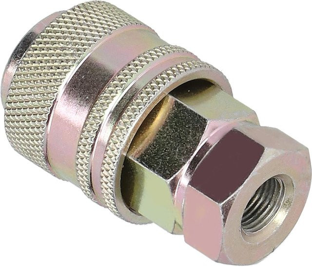 Hydraulischer Prüfadapter Schnellkupplung Buchse mit Druckmessanschluss PT PPT G1 8in in Schwarz und Silber aus Stahl - Bild 1