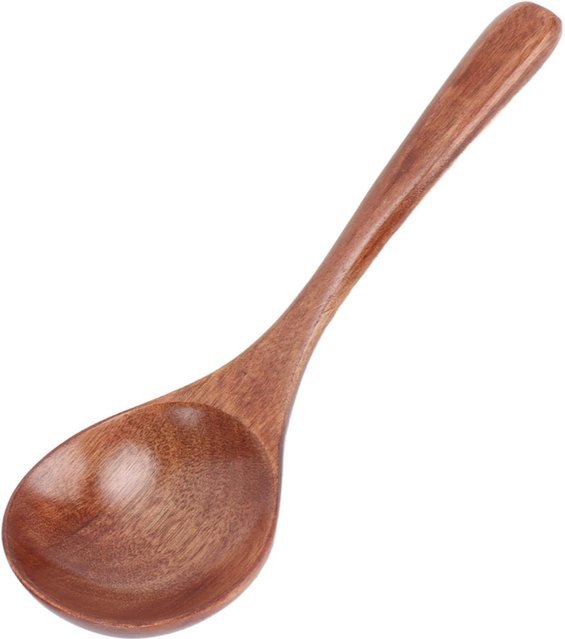 TOMTOP JMS Servierlöffel aus Holz in Braun, handgefertigter runder Suppenlöffel im japanischen Stil, hitzebeständig und kratzfest - Bild 1