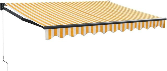 vidaXL Einziehbare Markise Gelb-Weiß gestreift aus Polyester und Aluminium B x T: 3 x 2,5 m - Bild 1