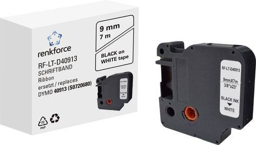 Renkforce RF-LT-D40913 Beschriftungsband kompatibel mit DYMO D1, Breite: 9 mm, Farbe: Weiß, Schriftfarbe: Schwarz, Länge: 7 m - Bild 1