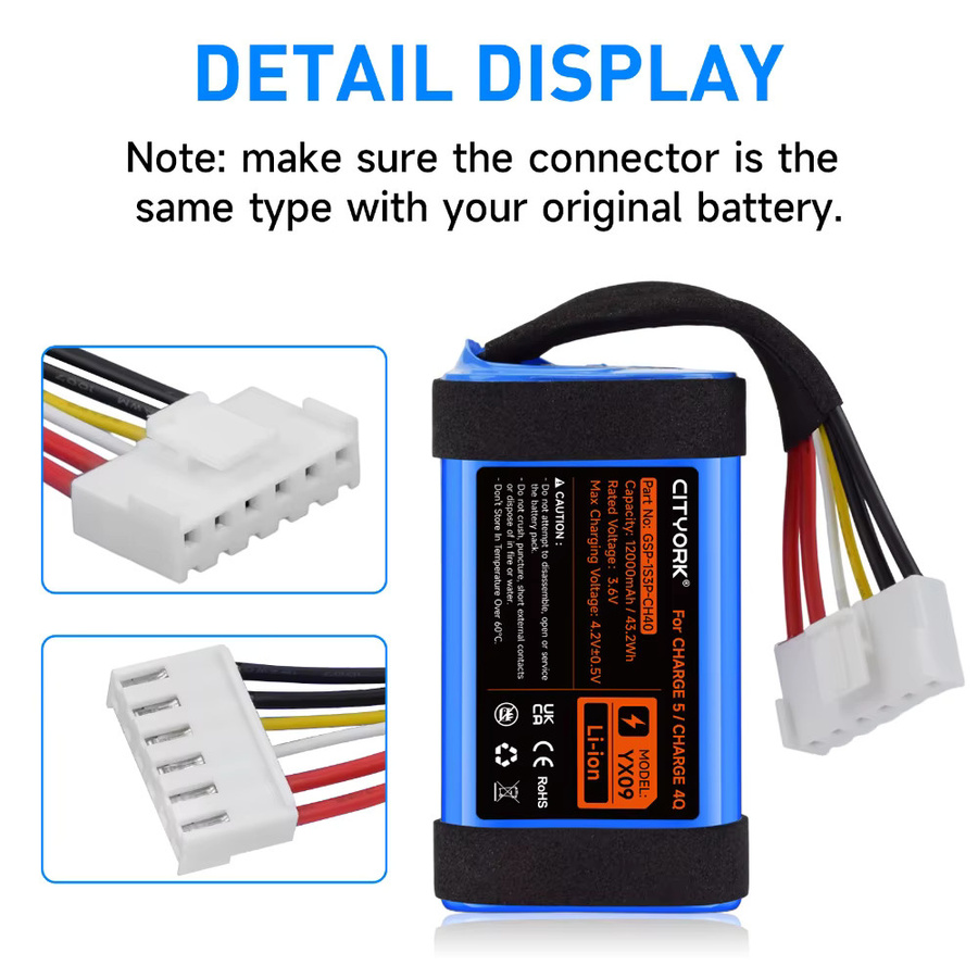 JBL Ersatzakku 12000mAh für Charge 5 und Charge 4 Bluetooth Lautsprecher 3,6V Li-Ionen-Batterie - Bild 5