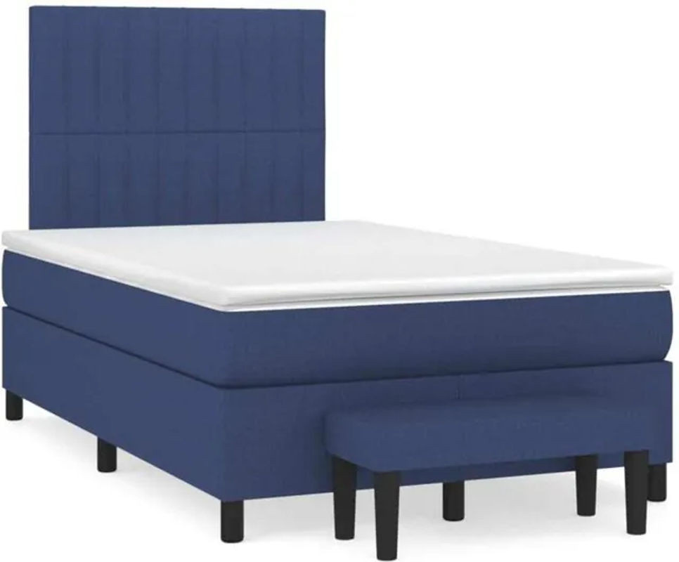 Vidaxl Boxspringbett mit Matratze in Blau aus Stoff, B/T/H: 190 x 120 x 118 cm - Bild 1