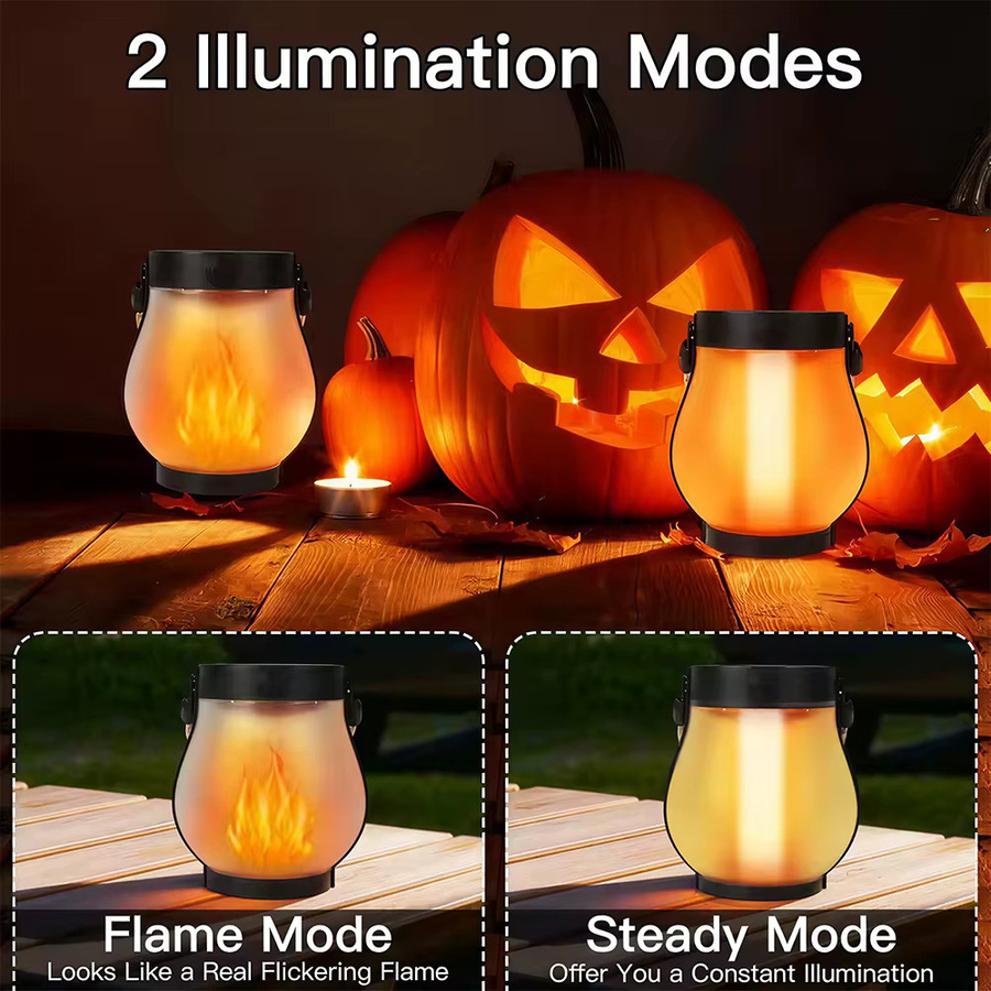 Wasserdichte Solar-Flammenlampe in Schwarz mit Typ-C-Ladefunktion und 3D-Flammen-Effekt als dekorative Hängeleuchte für Garten und Terrasse - Bild 6
