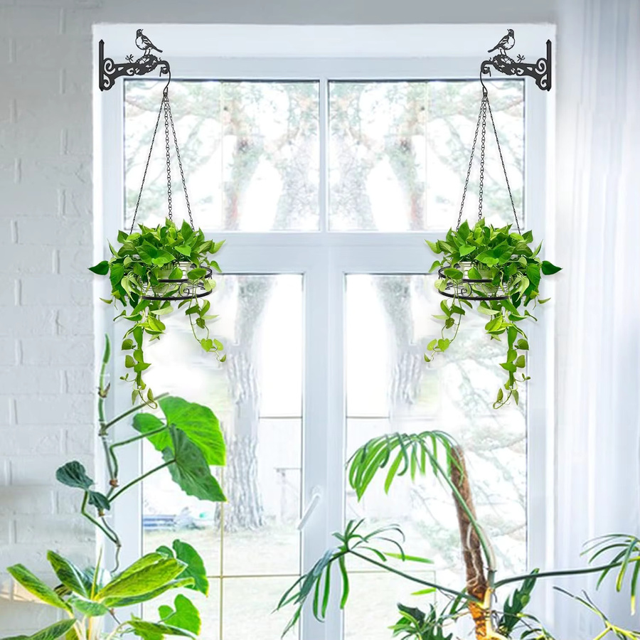 Imango Pflanzenaufhänger aus Eisen in Schwarz, wetterbeständiger Wandhaken für Blumen, Töpfe oder Laternen, B/H: 30,5 x 40,6 cm - Bild 2