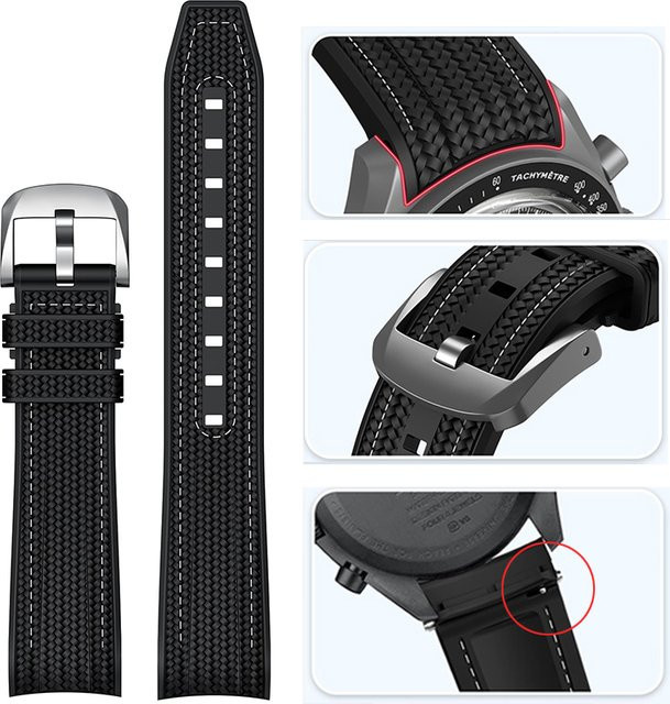 olevo Uhrenarmband Silikon, 20mm, Schwarz, Unisex - Bild 1