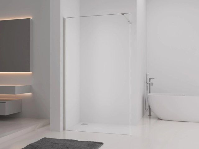 baliv Duschwand Walk-In DUK-120.160 in Silber Matt und Transparent, B: 120 cm, H: 200 cm, Glasstärke: 0,8 cm - Bild 1
