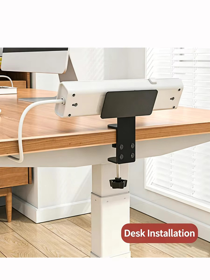 Schreibtisch-Steckdosenleistenhalter in Schwarz als Steckdosen-Organizer und Kabelmanagement-Box ohne Bohren für Zuhause und Büro - Bild 2