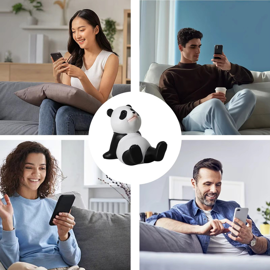 Dekorativer Telefonständer in Panda-Form aus Kunststoff, weißer Desktop-Handyhalter rutschfest und stabil - Bild 3