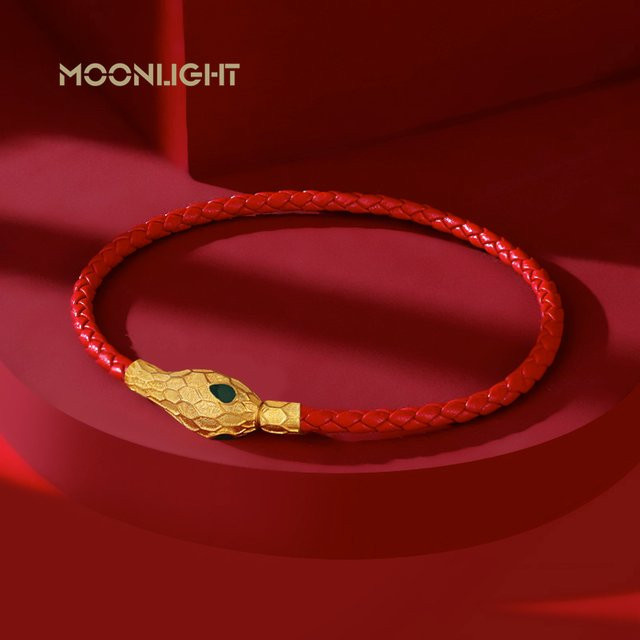 Moonlight Charm-Armband, Leder, Gold, Damen, Schlangenkopf - Bild 1