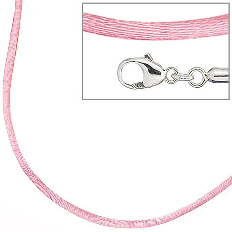 Colfem Halskette Seide, rosé, 925 Silber, 42 cm, Unisex - Bild 1