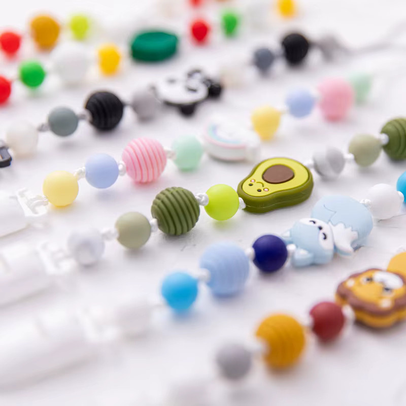 BPA-freie Baby Schnuller Kette aus Silikon Perlen in Multicolour zum DIY Basteln und Kauen - Bild 1