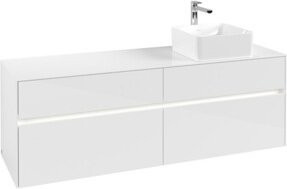 V&B Waschtischunterschrank Collaro in Weiß Glossy mit LED-Beleuchtung 12W, B/T/H: 160 x 54,8 x 50 cm - Bild 1