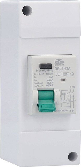 Schwabe FI-Schutzschalter Typ A, 2-polig, 25A, 30mA, weiß - Bild 1