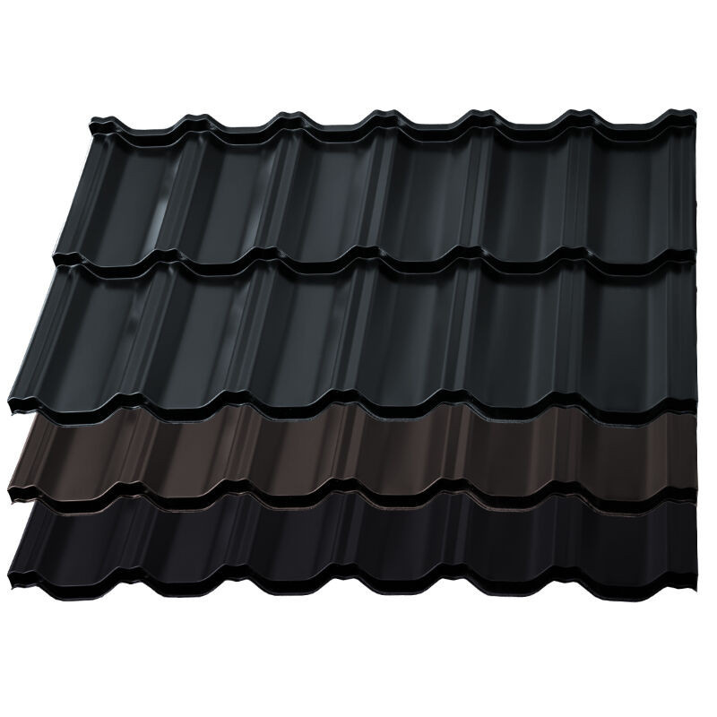 Pfannenmodul German Simetric von Blachotrapez aus Stahl in Schwarz, Modullänge: 350 mm, Materialstärke: 0,50 mm - Bild 1