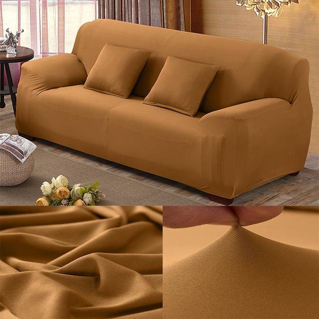 Lellen Stretch-Sofabezug aus Polyester, ein Sitz, kamelfarben, Breite: 90-140 cm - Bild 1