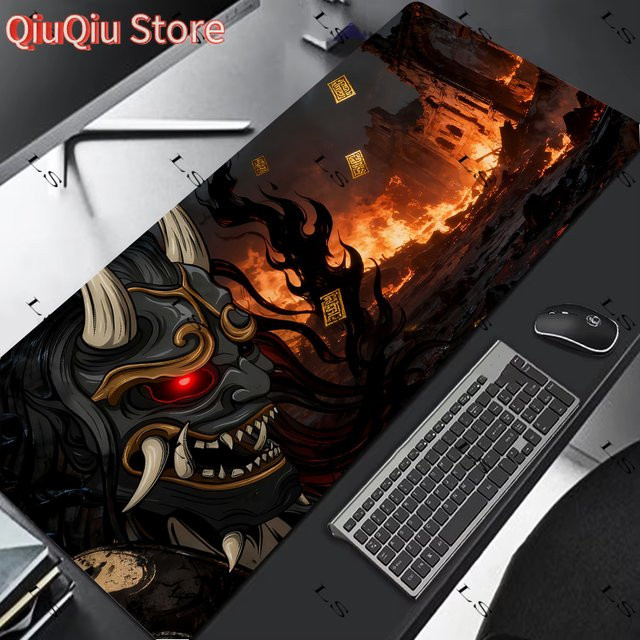 Potdemiel Mauspad Oni Design in Teufelsgrau und Multicolour, großes Gamer-Tischset mit HD-Druck und rutschfester Unterseite - Bild 1