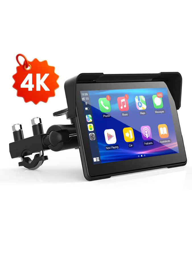 Jansite Motorrad Navigation mit 4K und 1080P Display, Android Auto und Carplay, GPS, wasserdicht nach IPX7, Schwarz - Bild 5