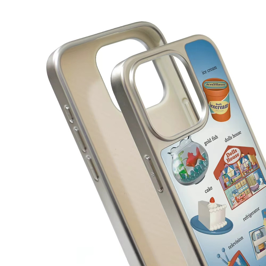 Stoßfeste Handyhülle DecoPhone Retro-Goldfischkuchen in Schwarz mit silbernem Rand für iPhone 17, 16, 15 und 14 Pro Max - Bild 2