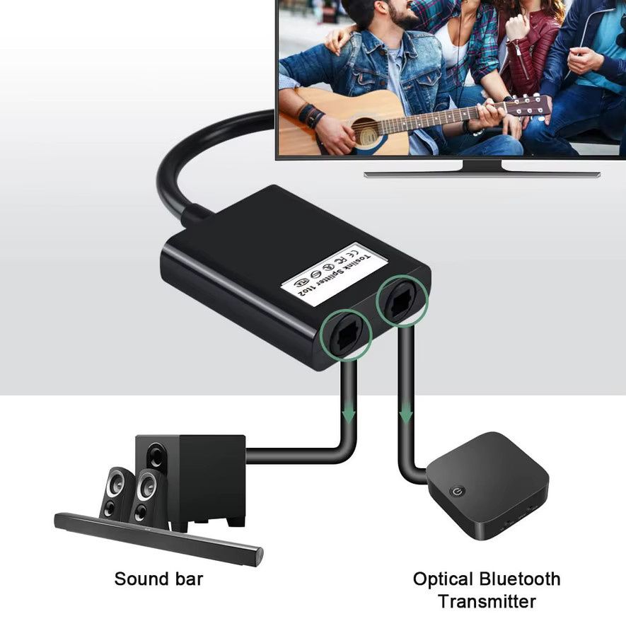 Liujyjc Optischer Toslink SPDIF Audio Splitter 1 Eingang auf 2 Ausgänge, Schwarz - Bild 4