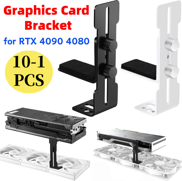 ALLOYSEED Computer-Grafikkartenhalter in Schwarz mit verschiebbarer GPU-Stütze für 6–96 mm und 12 cm Lüfterposition zur Vermeidung von Durchhängen bei RTX 4090 - Bild 1