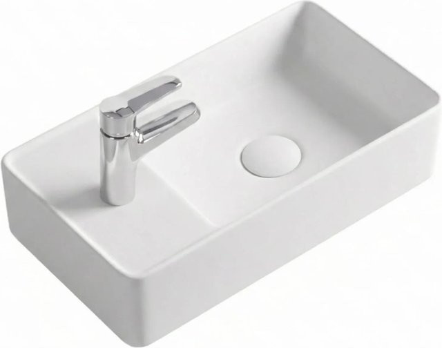 Stilform SOHO 2.0 Gäste-WC Waschbecken aus Keramik, Weiß Matt, Aufsatzwaschbecken, B: 46 cm, T: 25 cm, H: 12 cm - Bild 1
