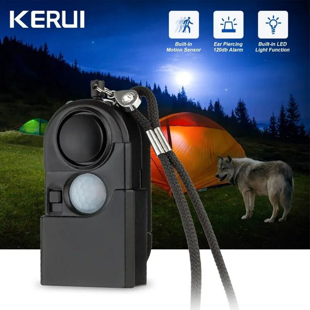 KERUI Tragbarer Mini-Bewegungsmelder mit 120 dB Sirene und SOS-LED-Licht in Schwarz - Bild 1