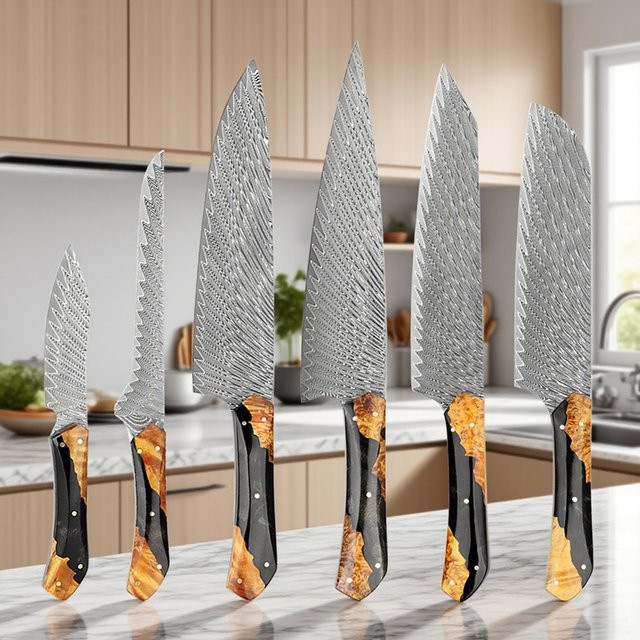 Xituo Damaststahl-Küchenmesser-Set, handgefertigte Profi-Kochmesser mit ergonomischem Griff, Multicolor - Bild 1