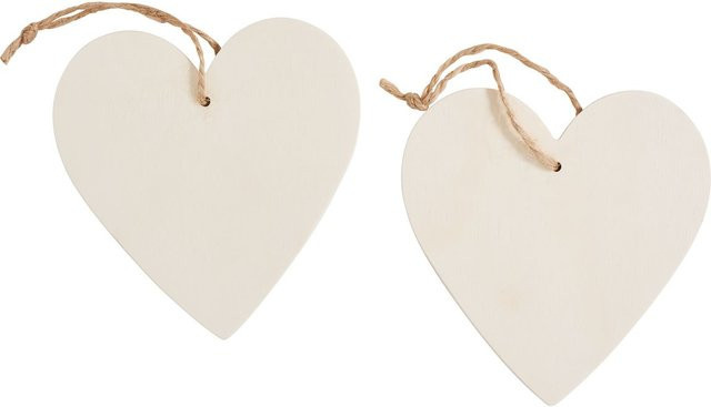 VBS Holz-Anhänger Herzen in Beige und Weiß für Hochzeit und Valentinstag - Bild 1