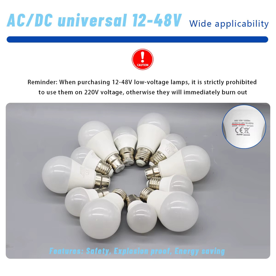 25 Stück Gatetop LED-Glühbirnen E27 B22 G45 A60, DC AC 12V-48V, Tageslicht Weiß, Superhelle Illa-Lampe für Innen- und Außenbeleuchtung - Bild 3