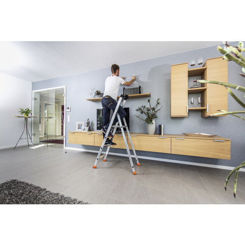 Krause Stehleiter Monto Solido aus Aluminium, 4 Stufen, silberfarben, H: 145 cm, B: 46 cm, T: 88 cm - Bild 2