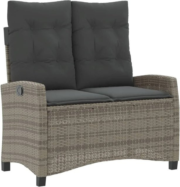 furnicato Gartenbank aus Poly Rattan mit Kissen und Armlehnen, Grau, B/H/T: 110 x 93 x 66 cm - Bild 1