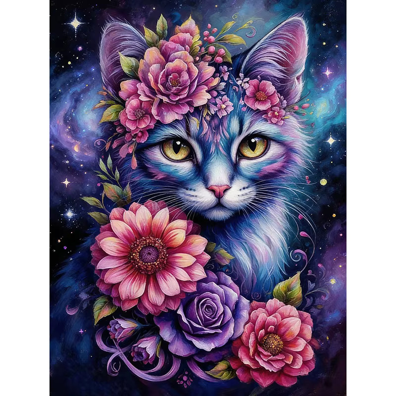 HUACAN Diamond Painting Set mit floralem Motiv und bunten Strasssteinen zur Wanddekoration, Multicolor - Bild 4