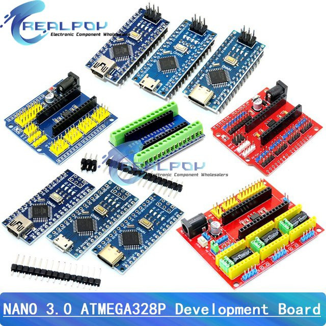 REALPOY NANO V3.0 Controller Terminal Adapter Erweiterungsplatine NANO IO Shield für Arduino AVR ATMEGA328P Nano 3.0 - Bild 1